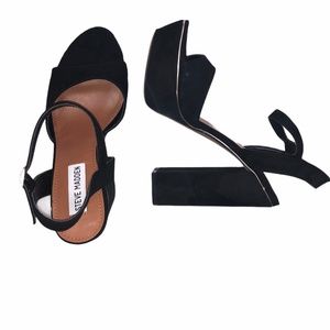 Steve Madden Black Suede Platform Sandals